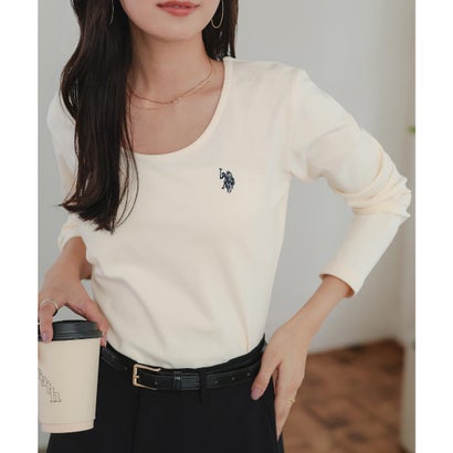 [ U.S. POLO ASSN. ] 長袖Tシャツ【Uネック】[ M L 選べるタイプ] [C8046] （アイボリー）｜詳細画像