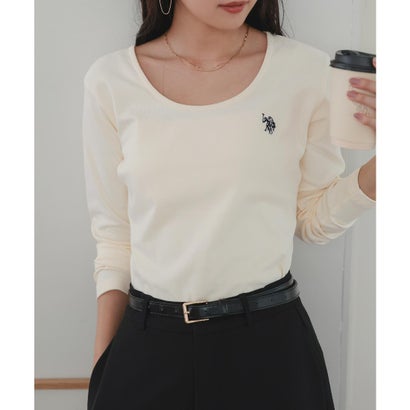 [ U.S. POLO ASSN. ] 長袖Tシャツ【Uネック】[ M L 選べるタイプ] [C8046] （アイボリー）｜詳細画像