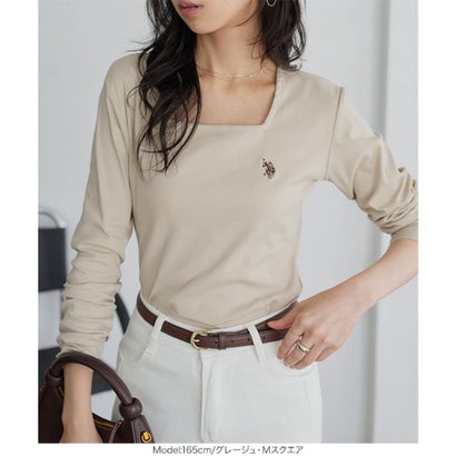 [ U.S. POLO ASSN. ] 長袖Tシャツ【スクエア】[ M L 選べるタイプ] [C8046] （アイボリー）｜詳細画像