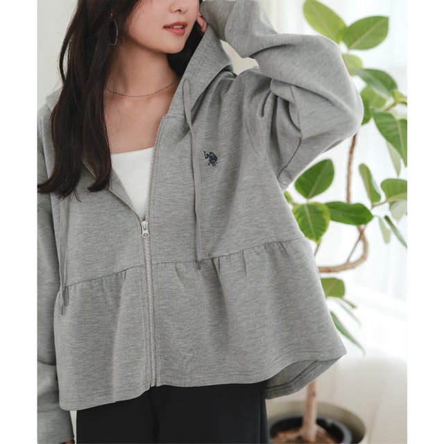 [ U.S. POLO ASSN. ]  ぺプラムダイバーパーカー [K1475] （杢グレー）