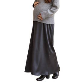 [ mamaレタス ] サテンスカート【プチ】 [M4506] （チャコール）