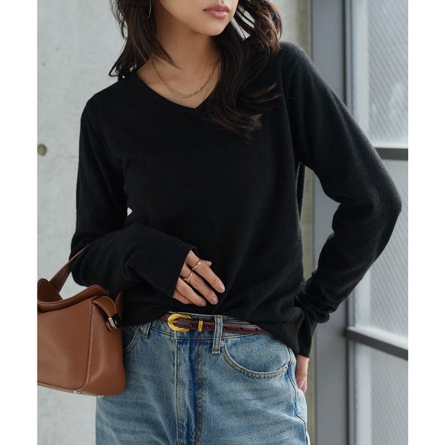 洗えるアンチピリングスフレタッチニット【ネック】[ M L XL 選べるタイプ ]  [C7998] （ブラック）