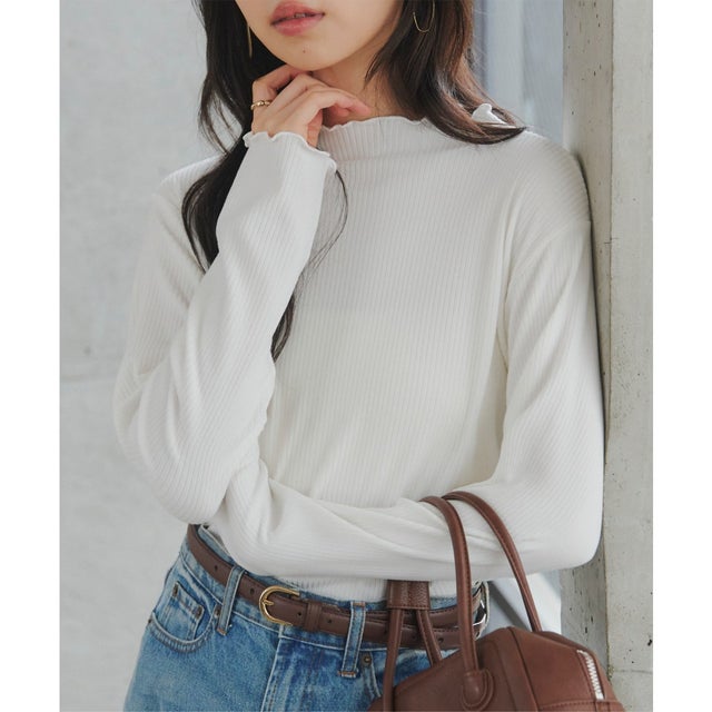 [ やみつきタッチ ] M L XL メロウハイネックトップス [C8027] （アイボリー）