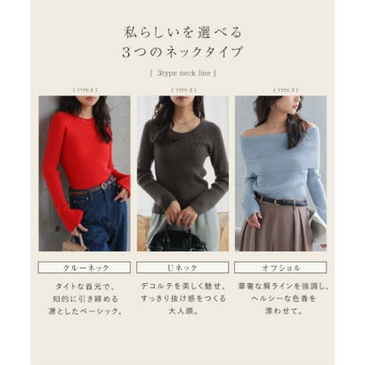コウベレタス KOBE LETTUCE もっちりリブニットトップス【クルーネック】[選べる3タイプ] [N1374] （ブラック）｜詳細画像