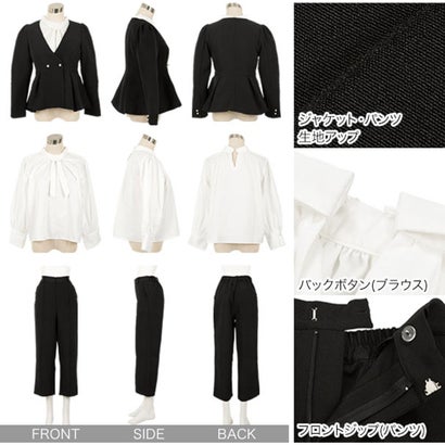 [ セレモニー ][ Petitle / プチレ ] 3点セット スカラップジャケット × シアーブラウス × ワイドパンツ【エクストラプチ】 [X503] （ネイビー）｜詳細画像