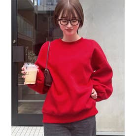 [ yuri.さんコラボ ]裏起毛刺繍入りスウェットトップス【ロング】[選べる2丈] [C7669] （チェリーレッド）