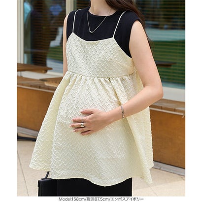 コウベレタス KOBE LETTUCE [ mamaレタス ] チューブストラップキャミブラウス [C6699] （花柄ブラック）｜詳細画像