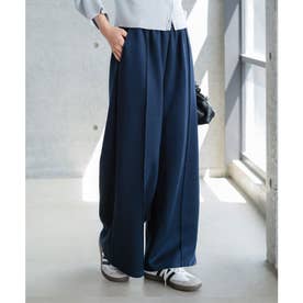 [ Petitle / プチレ ] ダイバー裾ボタン2wayワイドパンツ【プチ】[選べる2丈] [M4249] （ネイビー）