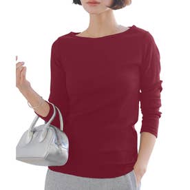 【透けにくい】前身二重長袖Tシャツ 【newボートネック】 [ 選べるサイズとネック ] [C3655] （バーガンディ）