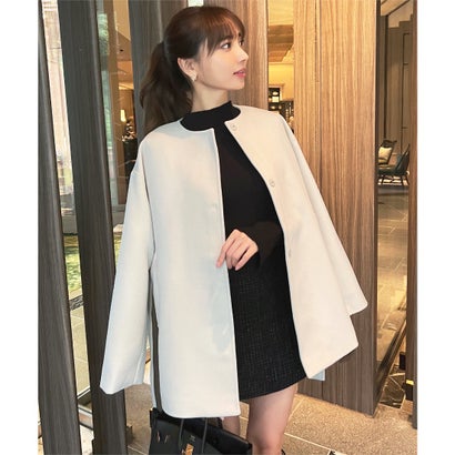 コウベレタス KOBE LETTUCE [ 岡部あゆみさんコラボ ] 袖ファスナー付きミドル丈コート【ノーカラー】[選べる2タイプ] [K1464] （エクリュ）｜詳細画像