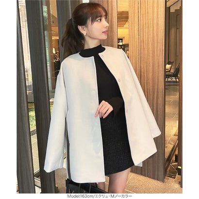 コウベレタス KOBE LETTUCE [ 岡部あゆみさんコラボ ] 袖ファスナー付きミドル丈コート【ノーカラー】[選べる2タイプ] [K1464] （メランジベージュ）｜詳細画像