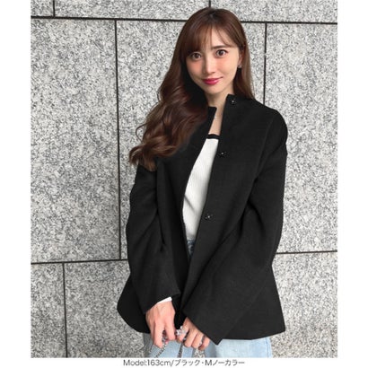 コウベレタス KOBE LETTUCE [ 岡部あゆみさんコラボ ] 袖ファスナー付きミドル丈コート【ノーカラー】[選べる2タイプ] [K1464] （メランジベージュ）｜詳細画像