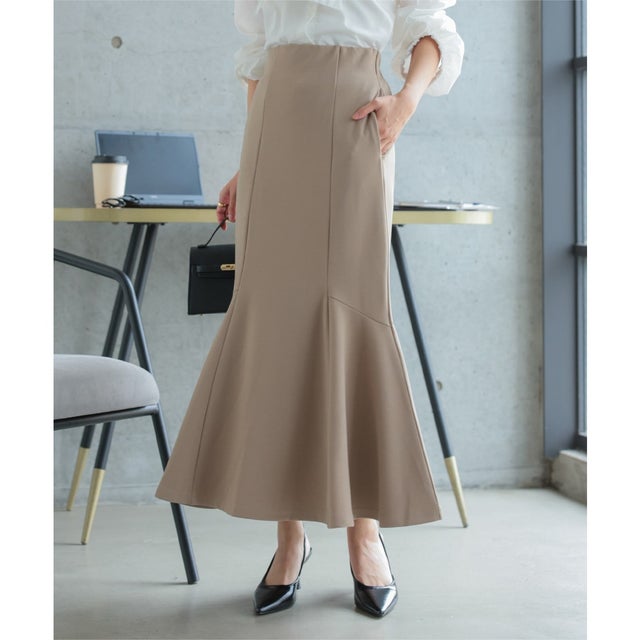 [ オフィスカジュアル ] シワになりにくいストレッチマーメイドスカート [M4504] （モカ）