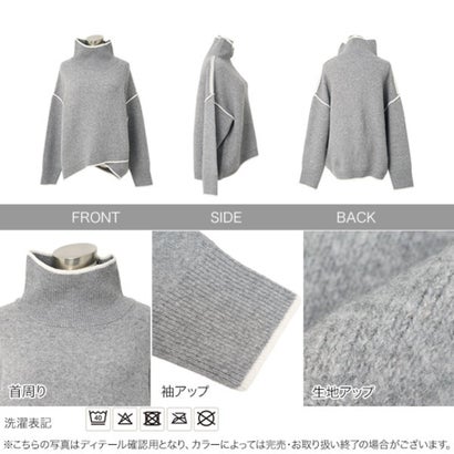 コウベレタス KOBE LETTUCE バイカラーオフタートルニットトップス [N1365] （ブラック）｜詳細画像