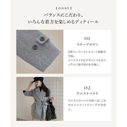 コウベレタス KOBE LETTUCE [ mahoさんコラボ ] フェイクウールウエストベルトミドル丈コート【プチ】 [K1456] （ブラック）｜詳細画像