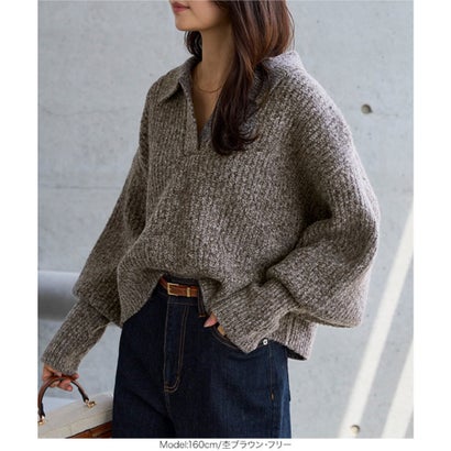 クロップドニット [N1381] （チャコール）｜詳細画像