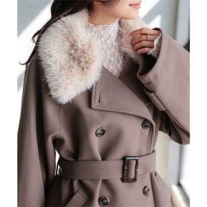 コウベレタス KOBE LETTUCE ファーティペット付きミドルトレンチコート [K1478] （ブラウン）｜詳細画像
