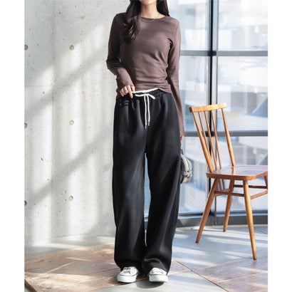 [ 裏起毛 ] 裏ボア配色スウェットパンツ[ M L 選べるサイズ ] [M4478] （ブラック）｜詳細画像