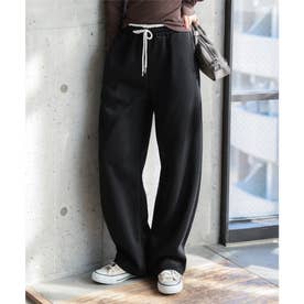 [ 裏起毛 ] 裏ボア配色スウェットパンツ[ M L 選べるサイズ ] [M4478] （ブラック）
