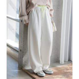 [ 裏起毛 ] 裏ボア配色スウェットパンツ[ M L 選べるサイズ ] [M4478] （ホワイト）