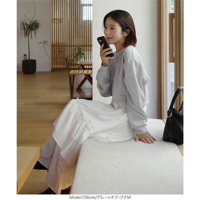 コウベレタス KOBE LETTUCE [ yuiさんコラボ ]ドッキングスウェットワンピース【プチ】[ 選べる2サイズ] [E3594] （グレー×オフ）｜詳細画像