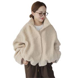 [田中亜希子さんコラボ]  ボアジャケットコート 【プチ】[選べるサイズ] [K1476] （エクリュ）