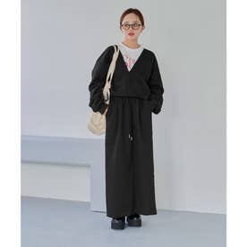 [ 田中亜希子さんコラボ ]  裏起毛ファスナースリットスウェットナロースカート [選べるサイズ] [M4483] （ブラック）