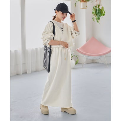 [ 田中亜希子さんコラボ ]  裏起毛ファスナースリットスウェットナロースカート [選べるサイズ] [M4483] （アイボリー）｜詳細画像