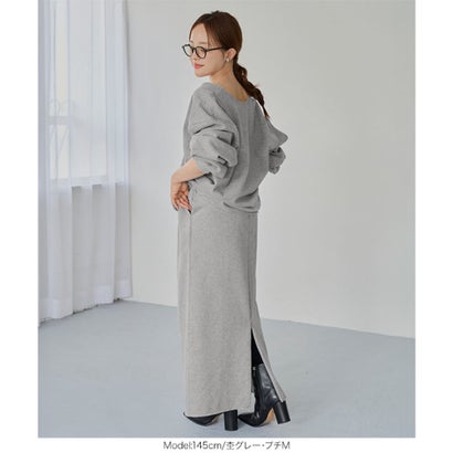 [ 田中亜希子さんコラボ ]  裏起毛ファスナースリットスウェットナロースカート [選べるサイズ] [M4483] （アイボリー）｜詳細画像