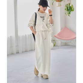 [ 田中亜希子さんコラボ ]  裏起毛ファスナースリットスウェットナロースカート [選べるサイズ] [M4483] （アイボリー）