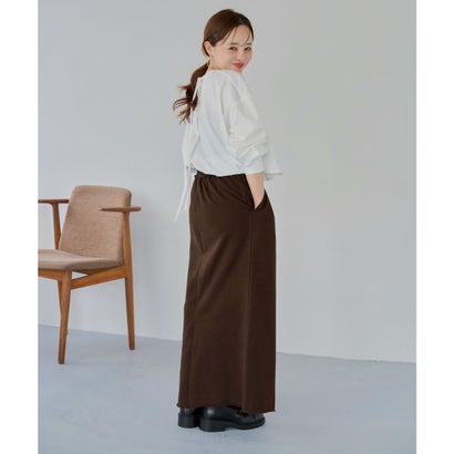 [ 田中亜希子さんコラボ ]  裏起毛ファスナースリットスウェットナロースカート [選べるサイズ] [M4483] （ブラウン）｜詳細画像