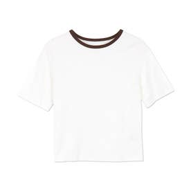 選べる袖丈配色リンガーTシャツ【半袖】 [C5632] （ホワイト×ブラウン）