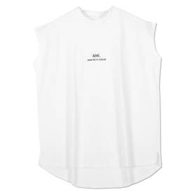 [ コットン100% ]ロゴプリントフレンチモックネックTシャツ【ミニロゴ】 [C6572] （オフホワイト）