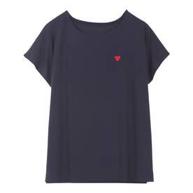 ゆったりリラックスTシャツ【ハート刺繍】 【選べる刺繍orロゴ】  [C2000] （ネイビー）