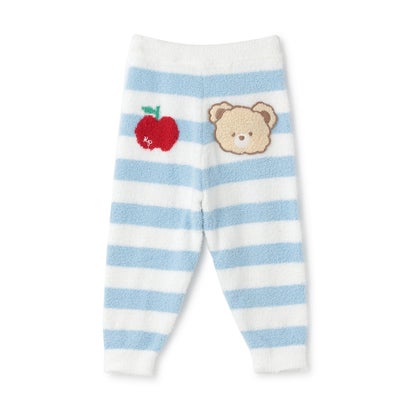 【ウォッシャブル】 もこもこ くまワッペン ロングパンツ （サックス）｜詳細画像