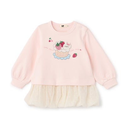 mimiちゃん編みモチーフ付き 裏毛チュニック （オフ ホワイト）｜詳細画像