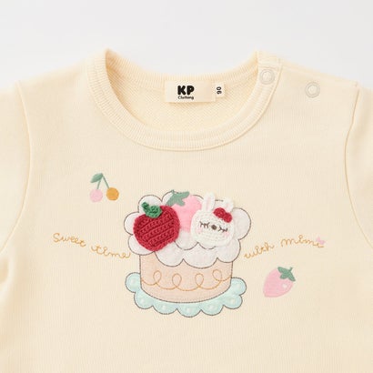 mimiちゃん編みモチーフ付き 裏毛チュニック （オフ ホワイト）｜詳細画像