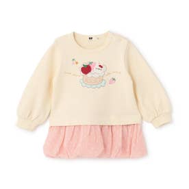 mimiちゃん編みモチーフ付き 裏毛チュニック （オフ ホワイト）