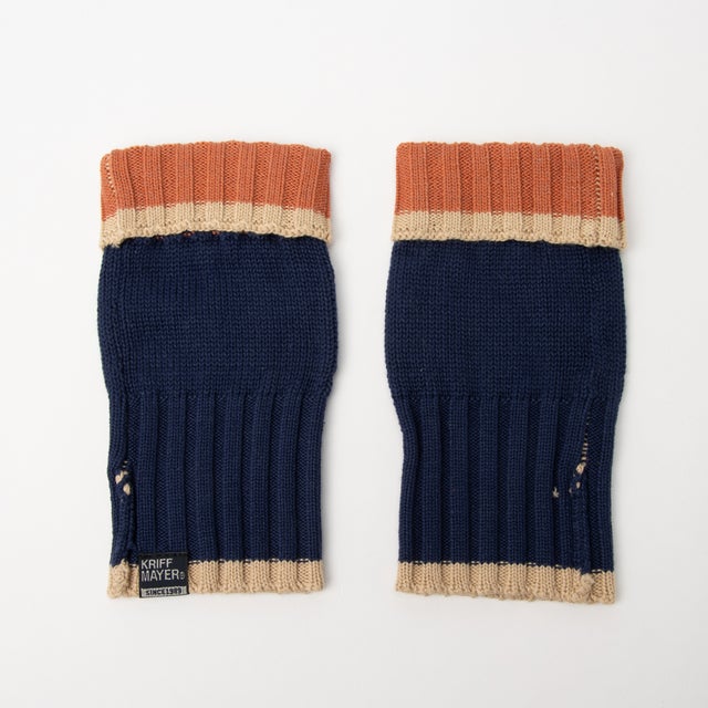 配色 ニット ハンドウォーマー （NAVY）