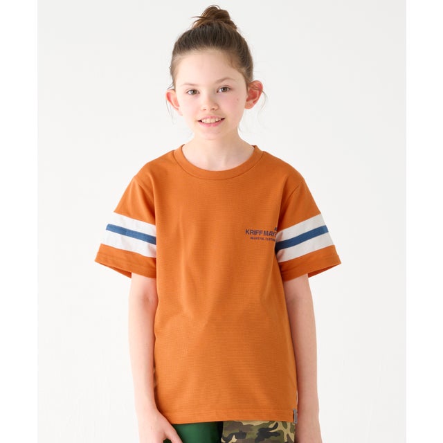 さらっと袖ラインT（130～170cm） （ORANGE）