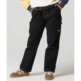 裏起毛 カラー デニム カーゴパンツ （BLACK）