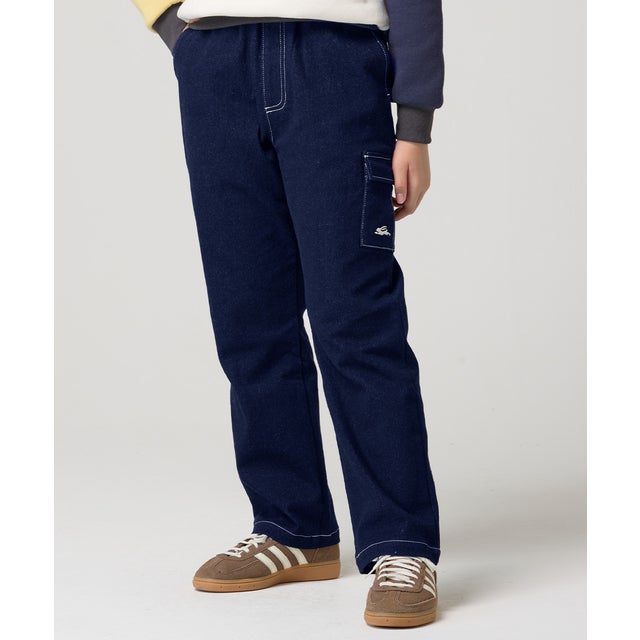 裏起毛 カラー デニム カーゴパンツ （NAVY）