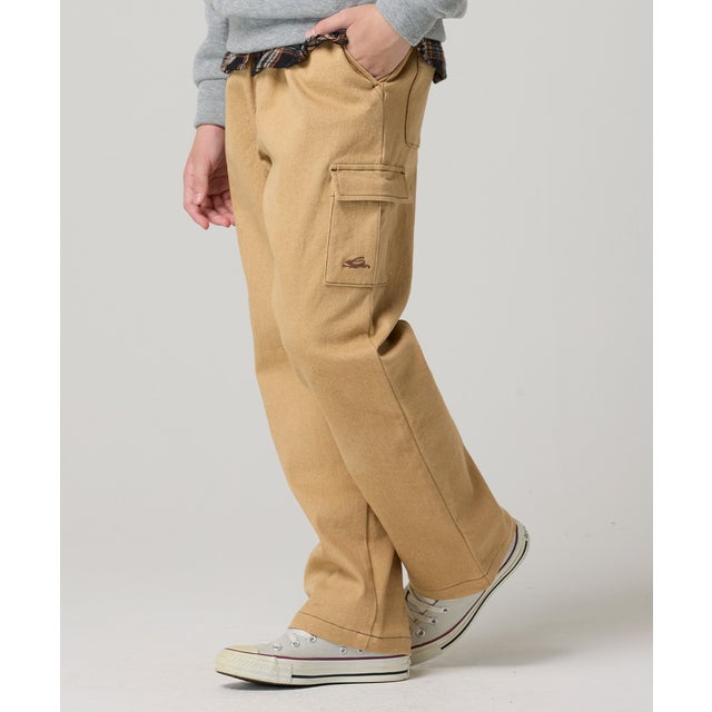 裏起毛 カラー デニム カーゴパンツ （BEIGE）