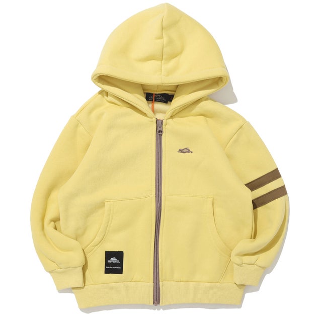 裏起毛 あたたか袖ライン パーカー （YELLOW）