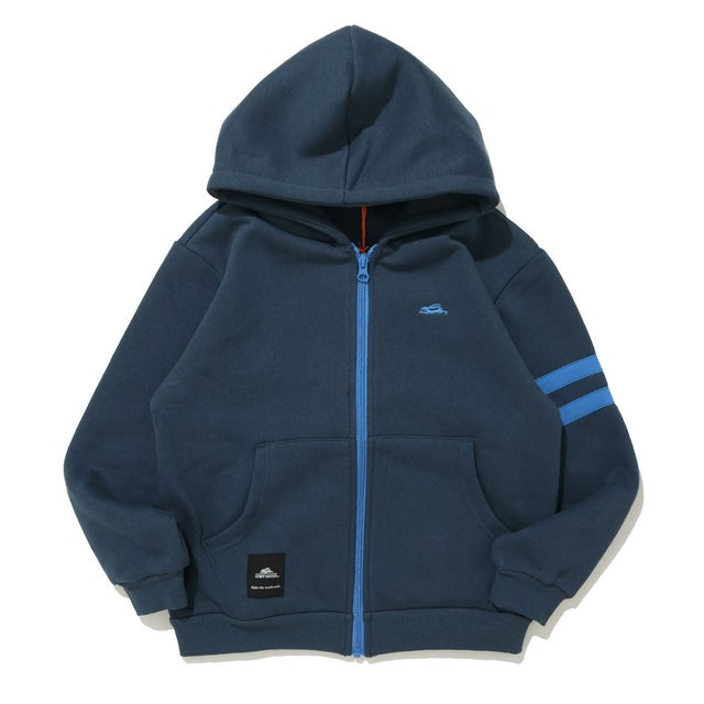 裏起毛 あたたか袖ライン パーカー （NAVY）