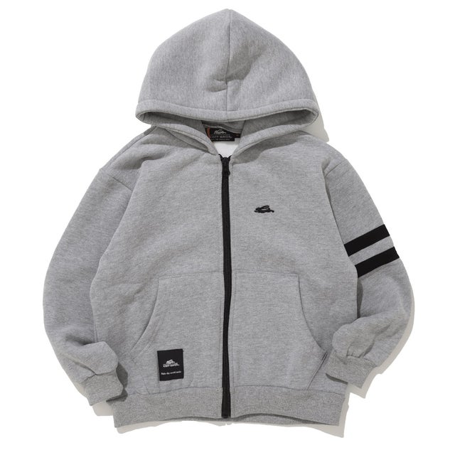 裏起毛 あたたか袖ライン パーカー （GRAY）