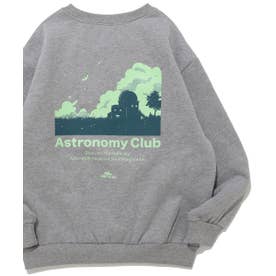 あたたか蓄光 プリント クルー(夜空) （GRAY）