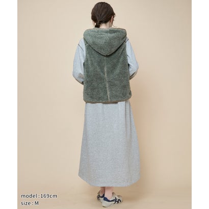 シャギーボア ボタンフード ベスト （SAGE-GREEN）｜詳細画像