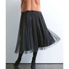 【飯豊まりえさん着用・Oggi12月号掲載】ギャザーチュール スカート （ダークブラウン系8（ドット×ブラウン））