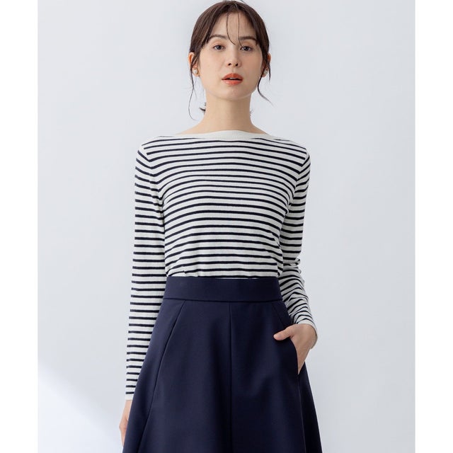 シルク混ニットロングTシャツ （アイボリー系1）